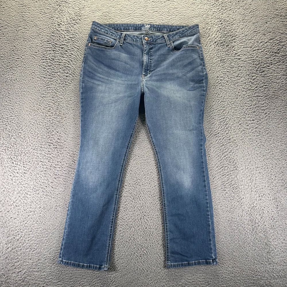 Lee Riders Jeans Womens 18 Blue Cotton Denim Straight Leg Faded Workwear Travel